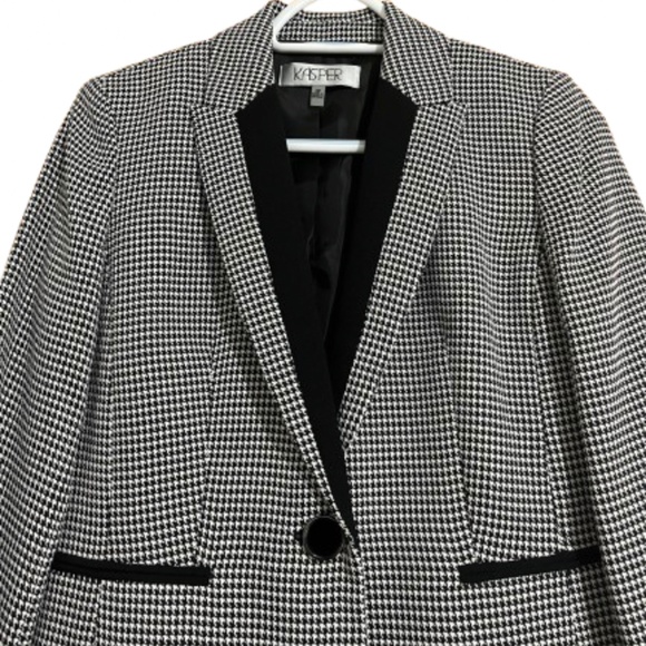 KASPER Women’s Black and White Business Office Casual Blazer Jacket Sz-2P - Picture 2 of 5